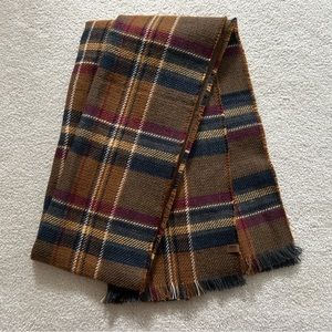 NWT Roots Canada Cumberland Winter Scarf Maroon Brown Navy White Camel Neutral